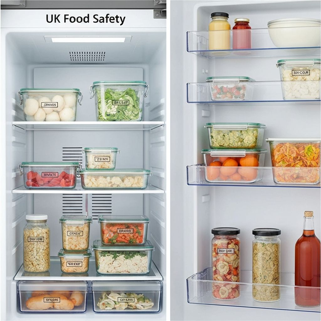 Refrigerator shelves showing proper container storage and temperature zones